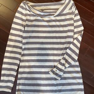 Ann Taylor Loft Striped Boatneck Long Sleeve Blouse XL
